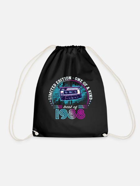 Original September 1988 34. Geburtstag Geschenk - Turnbeutel - Schwarz