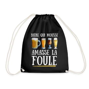 Bière qui mousse amasse la foule - Sac de sport léger - noir - Devant