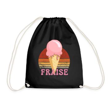 Glace à la fraise dessin Vintage Sunset - Sac de sport léger - noir - Devant