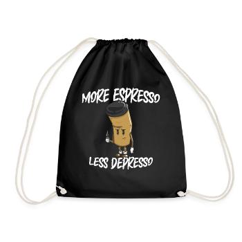 More Espresso Less Depresso Coffee Gift Idea - Drawstring Bag - black - Front