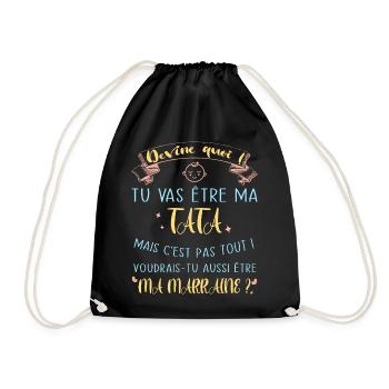 Devine quoi ! Tata voudrais-tu être ma marraine? - Sac de sport léger - noir - Devant
