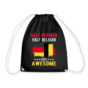 Halb Deutsch Halb Belgier - Turnbeutel - Schwarz - Vorne