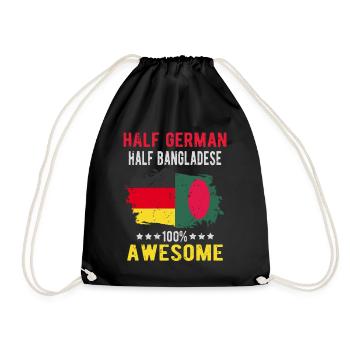 Half German Half Bangladeshi - Drawstring Bag - black - Front