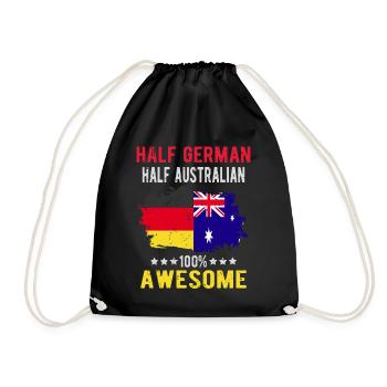 Halb Deutsch Halb Australier - Turnbeutel - Schwarz - Vorne