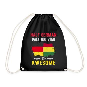 Half German Half Bolivian - Drawstring Bag - black - Front