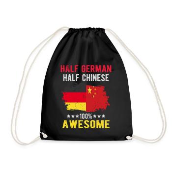 Half German Half Chinese - Drawstring Bag - black - Front