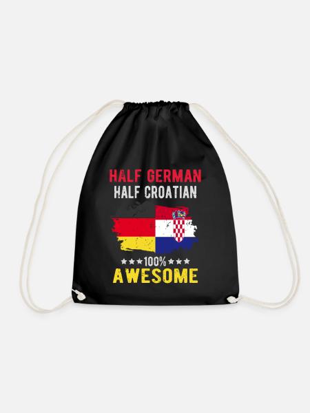 Halb Deutsch Halb Kroate - Turnbeutel - Schwarz