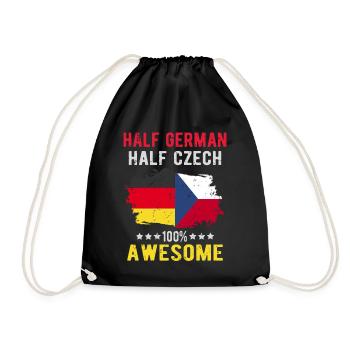 Halb Deutsch Halb Tscheche - Turnbeutel - Schwarz - Vorne