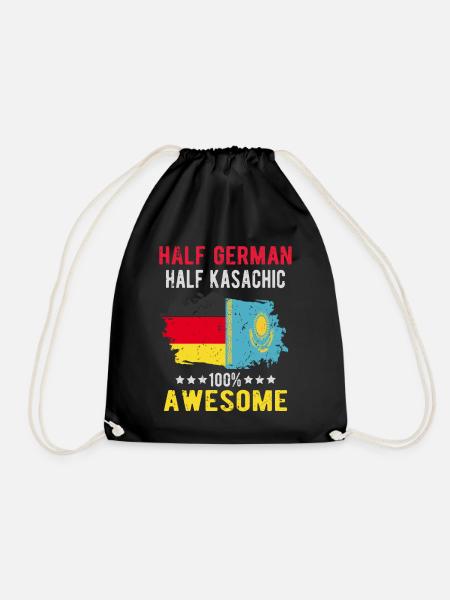 Halb Deutsch Halb Kasache - Turnbeutel - Schwarz