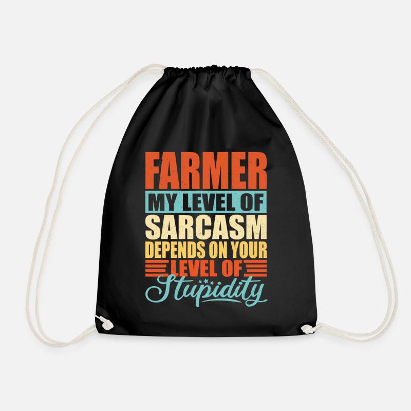 Farmer sarcasm Funny farmer - Drawstring Bag - black