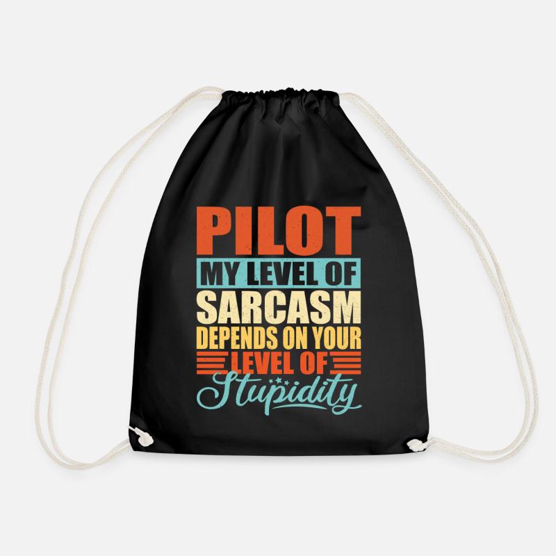 Pilot sarkasmus Lustiger Pilot - Turnbeutel - Schwarz