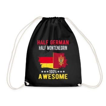 Halb Deutsch Halb Montenegriner - Turnbeutel - Schwarz - Vorne