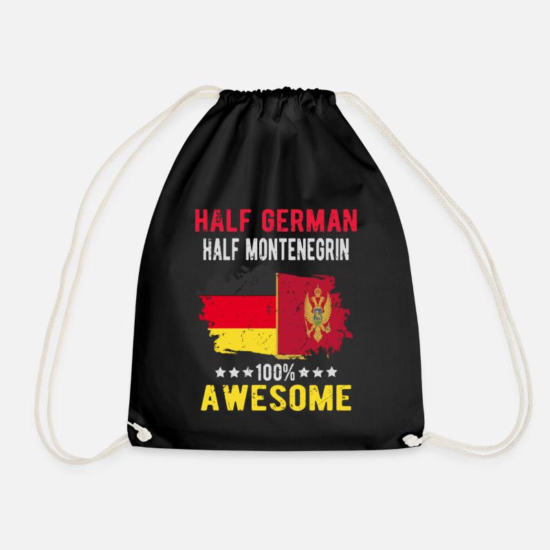 Halb Deutsch Halb Montenegriner - Turnbeutel - Schwarz
