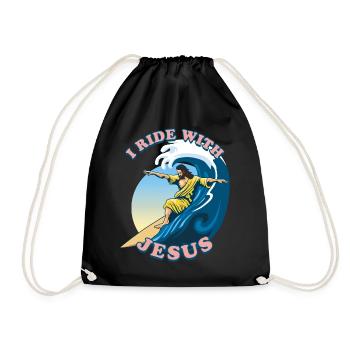 I Ride With Jesus | Jesus Christ Surfeur - Sac de sport léger - noir - Devant