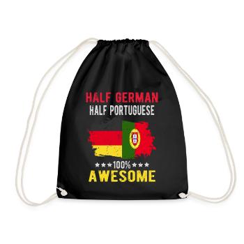 Halb Deutsch Halb Portugiese - Turnbeutel - Schwarz - Vorne