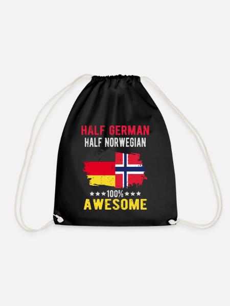 Halb Deutsch Halb Norweger - Turnbeutel - Schwarz