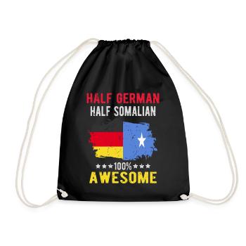 Half German half Somali - Drawstring Bag - black - Front