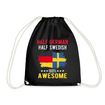 Halb Deutsch Halb Schwede - Turnbeutel - Schwarz - Vorne