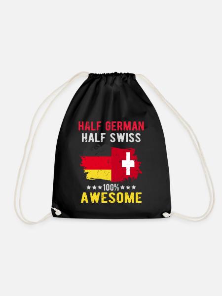 Halb Deutsch Halb Schweizer - Turnbeutel - Schwarz