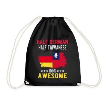 Half German half Taiwanese - Drawstring Bag - black - Front