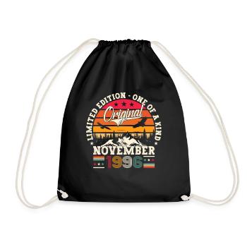 Original November 1996 26th Birthday Gift - Drawstring Bag - black - Front