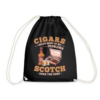 Funny Cigar Sayings for Whiskey and Cigars Lovers - Drawstring Bag - black - Front