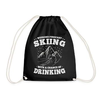Wochenendprognose Skifahren und Trinken Lustige Ski - Turnbeutel - Schwarz - Vorne