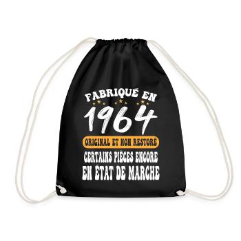 1964 anniversaire année de naissance cadeau humour - Sac de sport léger - noir - Devant