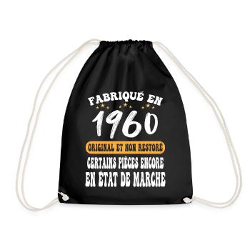 1960 anniversaire année de naissance cadeau humour - Sac de sport léger - noir - Devant