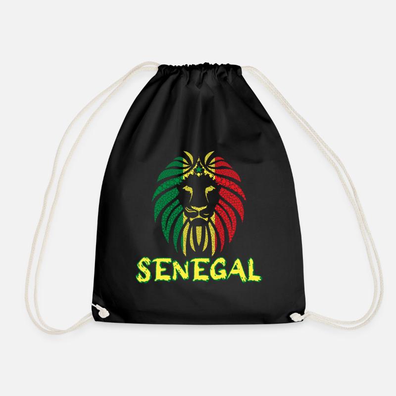 Senegal Team Support Lion De La Téranga 2022 - Drawstring Bag - black