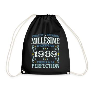 Millésime 1969 année de naissance cadeau humour - Sac de sport léger - noir - Devant
