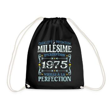 Millésime 1975 année de naissance cadeau humour - Sac de sport léger - noir - Devant