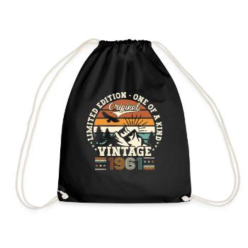 Vintage vintage 1961 61st birthday gift man - Drawstring Bag - black - Front