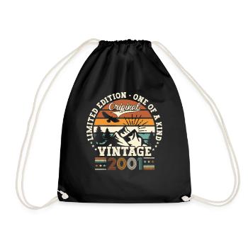 Vintage Vintage 2001 21st Birthday Gift Man - Drawstring Bag - black - Front