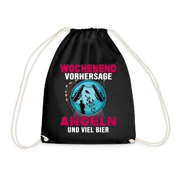 Fishing "Fishing Weekend" Fishing Hooks - Drawstring Bag - black - Front