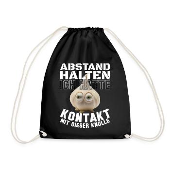 Knoblauch Abstand halten Geschenk - Turnbeutel - Schwarz - Vorne