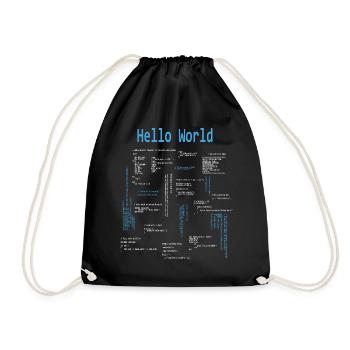 Hello World Programmiersprachen Programmierer Nerd - Turnbeutel - Schwarz - Vorne