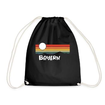 Bavaria Germany Rainbow Landscape Mountains - Drawstring Bag - black - Front