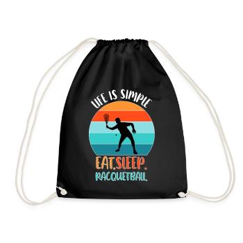 Life is simple: eat. Sleep. Racquetball. - Drawstring Bag - black - Front