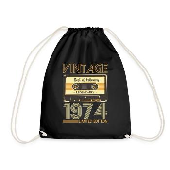 Février né 1974 49ème anniversaire cadeau homme - Sac de sport léger - noir - Devant