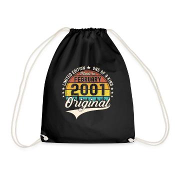 Original February Year 2001 22nd birthday Man - Drawstring Bag - black - Front