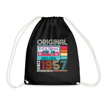 Février Né 1957 Cassette du 66e anniversaire - Sac de sport léger - noir - Devant
