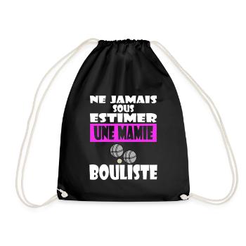 Cadeau Pétanque Femme - Mamie Bouliste - Sac de sport léger - noir - Devant