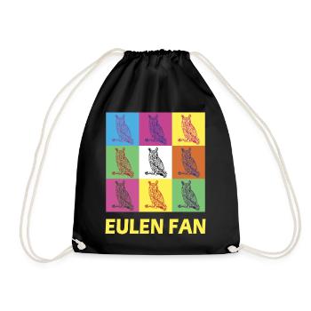 Eulen Fan Design - Turnbeutel - Schwarz - Vorne