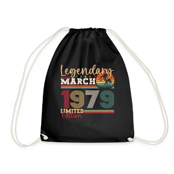 44th birthday Mann Awesome March born 1979 - Drawstring Bag - black - Front