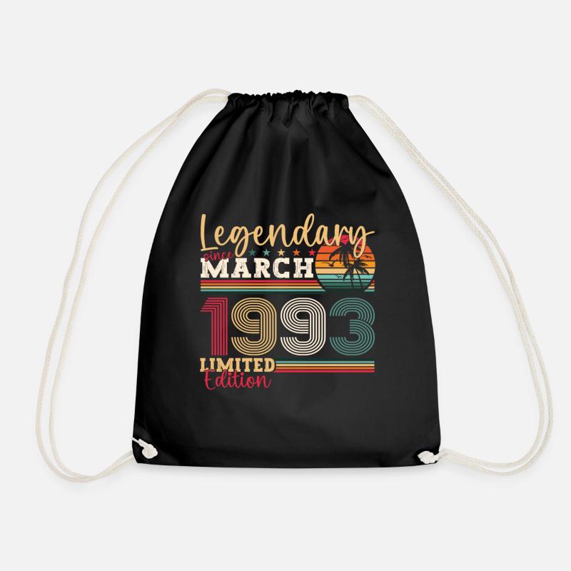 30th birthday Mann Awesome March born 1993 - Drawstring Bag - black