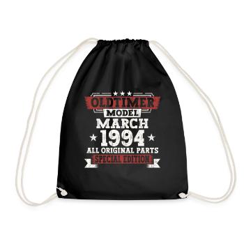 29. Geburtstag Mann März Jahrgang 1994 Oldtimer - Turnbeutel - Schwarz - Vorne