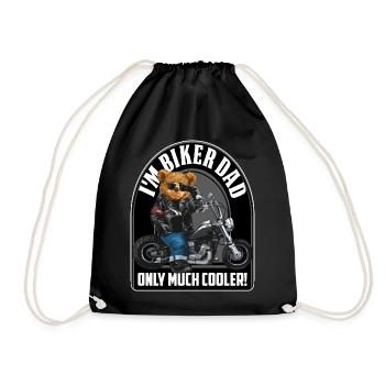Me Biker Dad Much Cooler Father's Day - Drawstring Bag - black - Front