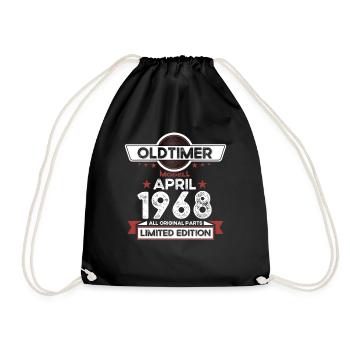 55th birthday man Oldtimer April born 1968 - Drawstring Bag - black - Front