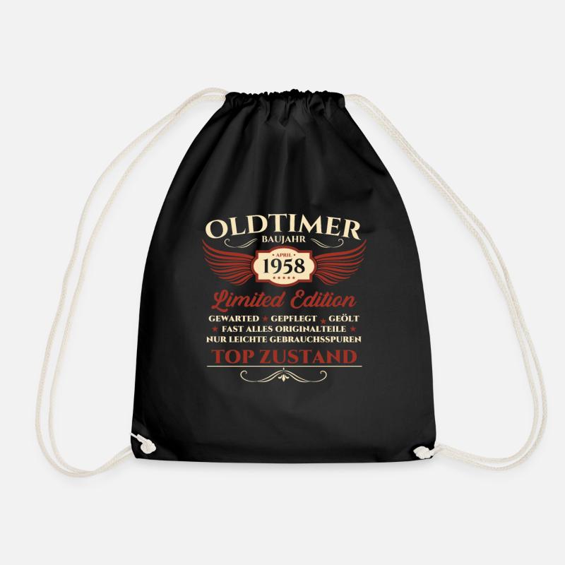 65. Geburtstag Mann Oldtimer April Jahrgang 1958 - Turnbeutel - Schwarz